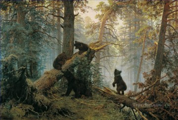 landscape Painting - Morning in a Pine Forest bears classical landscape Ivan Ivanovich